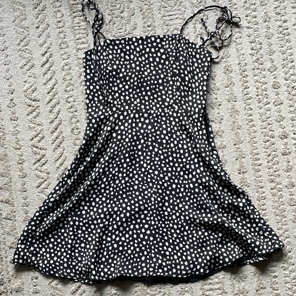 Polka Dot Midi Dress - Black and White